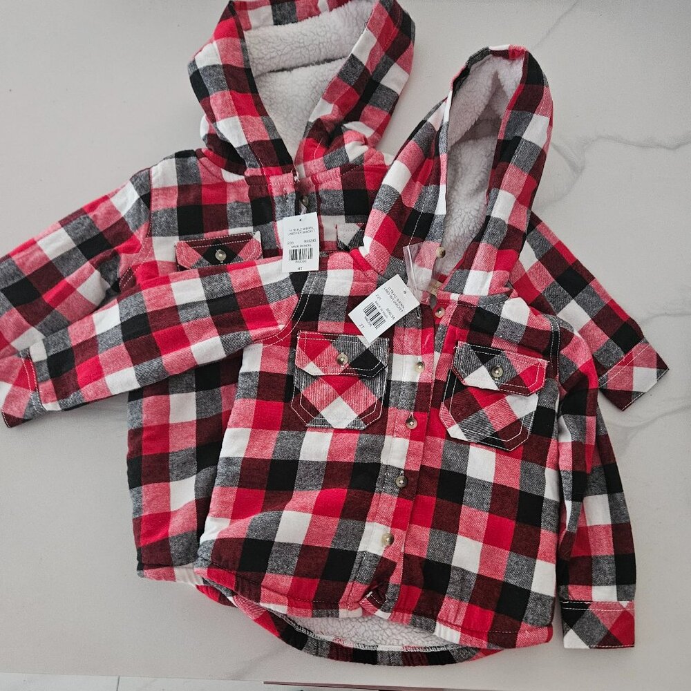 Sweet Magnolia Matching plaid sherpa lined jacket 2T and 4T
